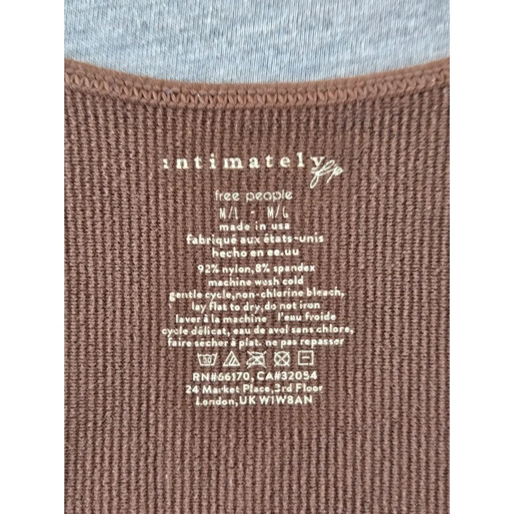 Free People Intimately Cardigan Top Womens M/L Brown Ribbed Hook‎ Eye Cropped